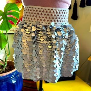 Oversized Sequin Disco Ball Mini Skirt with Stretchy Crochet Waistband